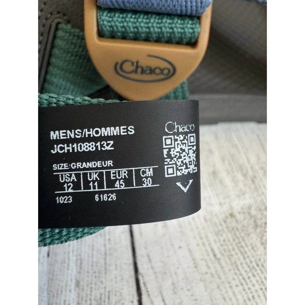 Chaco Mens Lowdown Strappy Sport Sandals Blue Green Polyester Size 10